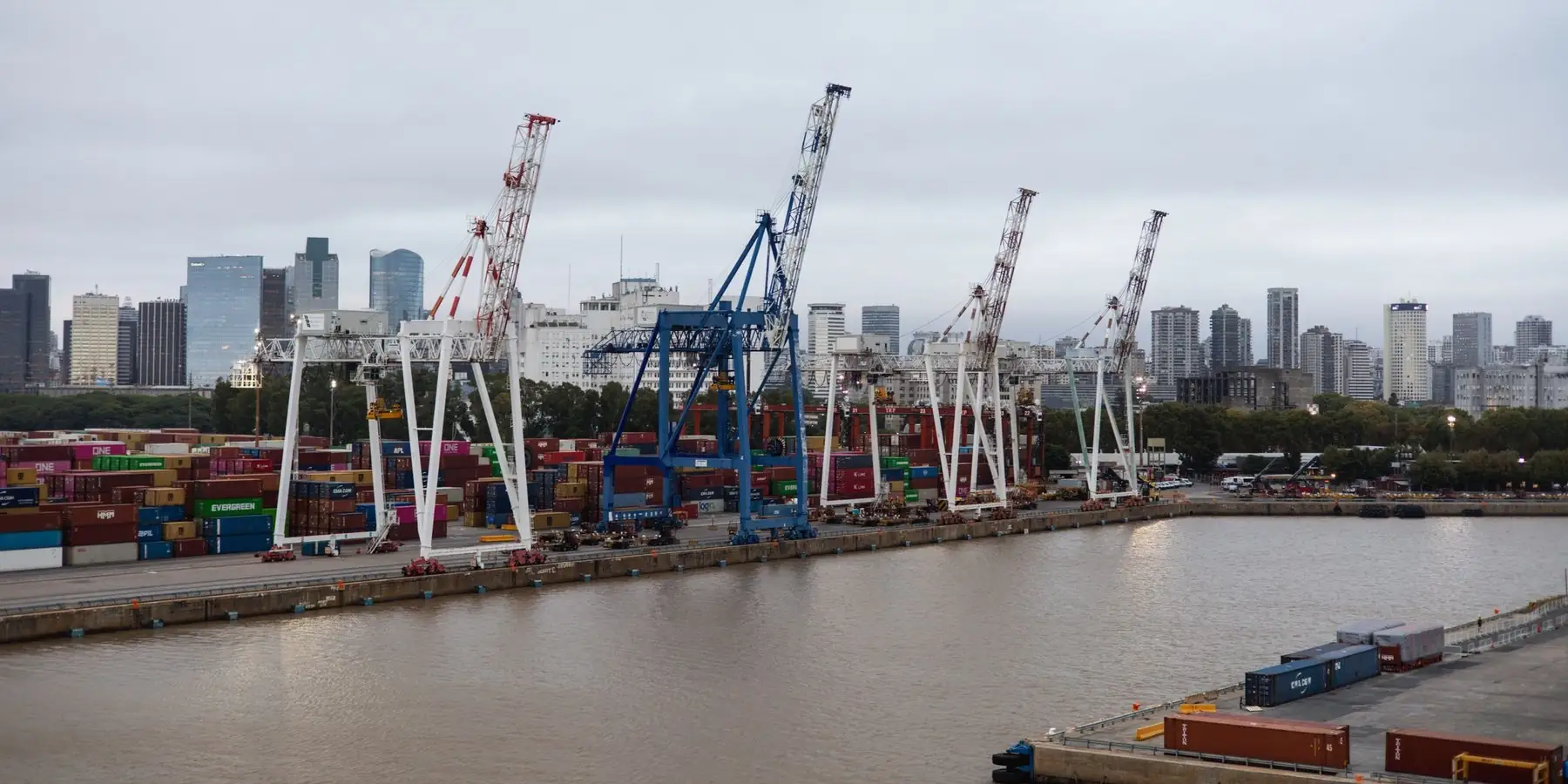 The Port of Buenos Aires with the city skyline behind